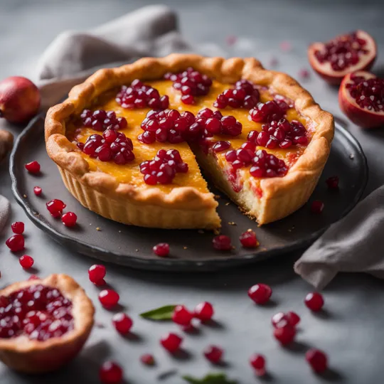 Saffron-Infused Quince & Pomegranate Persian Fusion Tart