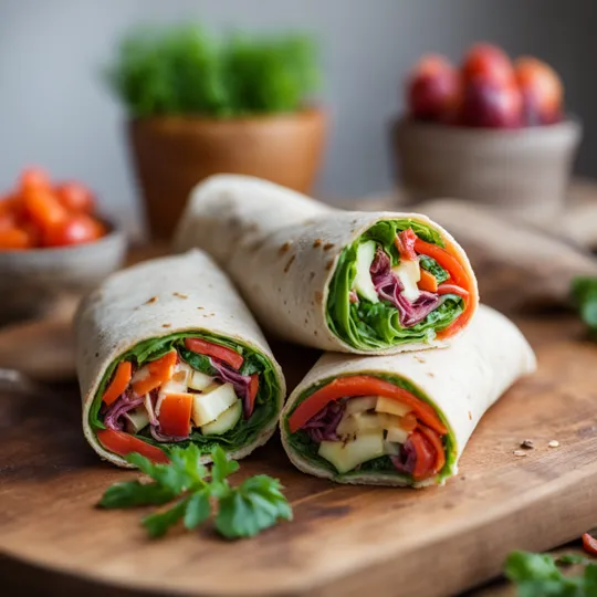 Zesty Hummus Wraps with Veggie Sticks