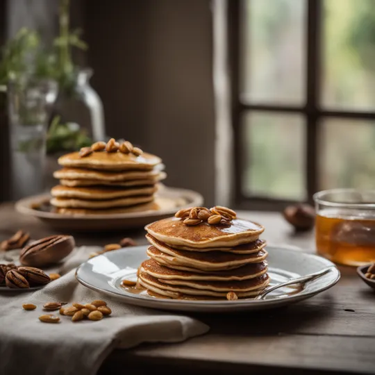 Buna Teff Pancakes with Honey and Nuts