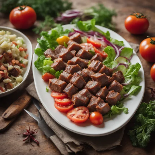 Shashlyk Salad with Pickled Cucumbers