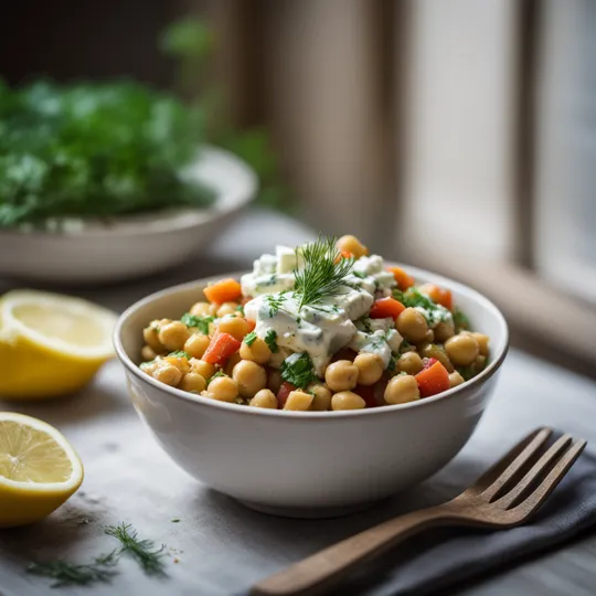 Lemon-Dill Tzatziki-Infused Greek Chickpea Salad