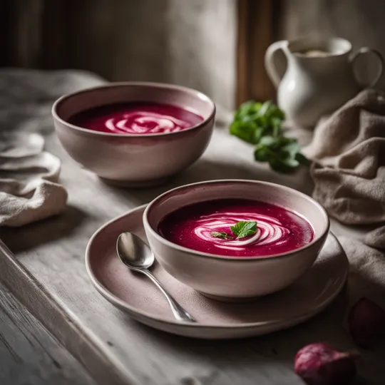 Borscht with Sour Cream Swirl